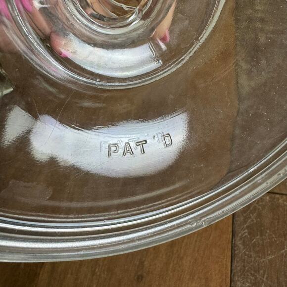 Vintage Antique Clear Glass pressed Pat D replacement lid with finial knob - Picture 4 of 12